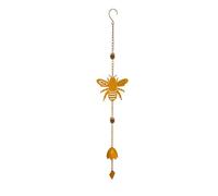 Louis Moulin Carillon à Vent Suspendu - Motif Abeille Jaune - Mobile Sonore en Métal avec Perles et Clochette - H 92 x L 17,5 cm - Décoration Jardin Zen