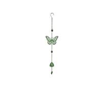 Louis Moulin Carillon à Vent Suspendu - Motif Papillon Vert Pâle - Mobile Sonore en Métal avec Perles - H 92 x L 17,5 cm - Décoration Jardin Zen