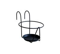 Louis Moulin Essentis Porte-Pots Soucoupe Crochet Noir Ø 16-18cm - Soucoupe Intégrée - Acier Époxy Anti-Rouille - Balcon