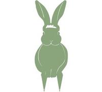 Louis Moulin Figurine Lapin à Piquer - Décoration Extérieure en Acier Époxy, Fabrication Française - 43,5 cm, Résistante au Gel et UV, Vert Pâle