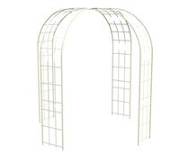 Louis Moulin Gloriette de Jardin Carrée - Tonnelle Métal Beige pour Plantes Grimpantes - Toit Décor Rosace - XXL 240 x 240 x H 250 cm - Fabriqué en France