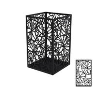 Louis Moulin Photophore Carré Design - Motif Nénuphar - Lanterne Bougie en Métal Noir Charbon - H 30 x 17,5 cm - Décoration Intérieur et Extérieur