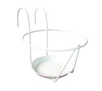 LOUIS MOULIN-Porte pot soucoupe avec crochet en métal blanc diamètre 16/18 cm