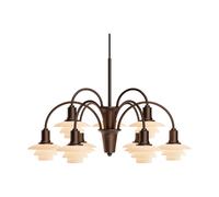 Louis Poulsen Chandelier PH 1/1 Centenary Edition lustre Brass-dusty terracotta. 9 bras