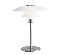 LOUIS POULSEN lampe de table PH 4 1/2 - 3 1/2 GLASS (Chrome extra brillant - Verre opalin souflé et métal)