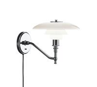 LOUIS POULSEN lampe murale applique PH 3/2 (Chrome brillant - Verre opalin souflé et métal)