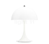 Louis Poulsen Panthella Portable Lampe rechargeable LED abat-jour opale blanc - pied blanc - 25 cm Ce luminaire comporte des modules à LED prémontés de classes énergétiques A A++, A+, A