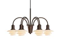 Louis Poulsen PH 1/1 Chandelier Centenary Edition 6-Arms Kronleuchter, Aged Brass / Dusty Terracotta