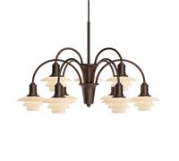 Louis Poulsen PH 1/1 Chandelier Centenary Edition 9-Arms Kronleuchter, Aged Brass / Dusty Terracotta