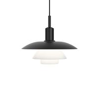 Louis Poulsen Suspension LED PH 5/5 verre opale et métal opalin, toucher doux noir HxØ 43x50cm