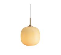 Louis Poulsen VL 45 Radiohus 175 Pendelleuchte, Brass/Glossy Amber Glass