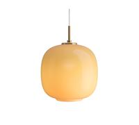 Louis Poulsen VL 45 Radiohus 250 Pendelleuchte, Brass / Glossy Amber Glass