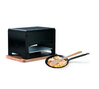 Louis Tellier - Barbecue de Table à Charbon de Bois - Extérieur et Intérieur - Portable - Qualité Professionnelle - Poêle et Spatule Incluses - Acier Epoxy - 33 x 22 x 21,5 cm - Fabriqué en France