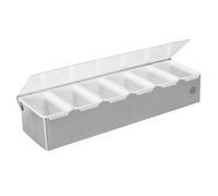 LOUIS TELLIER - Boîte à épices et condiments 6 compartiments - INOX - Présentoir et Distributeur pratique pour épices, ingrédients et garnitures à portée de main - Qualité professionnelle
