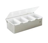 LOUIS TELLIER - Boîte à épices et condiments 4 compartiments - INOX - Présentoir et Distributeur pratique pour épices, ingrédients et garnitures à portée de main - Qualité professionnelle