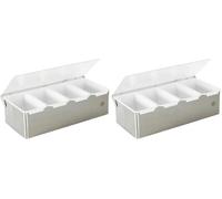 Louis Tellier - Boîte à épices et condiments 4 compartiments - INOX - Présentoir et Distributeur pratique pour épices, ingrédients et garnitures à portée de main - Qualité professionnelle (Lot de 2)