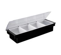 LOUIS TELLIER - Boîte à épices et condiments 4 compartiments - Présentoir et Distributeur pratique pour épices, ingrédients et garnitures à portée de main - Plastique - Qualité professionnelle