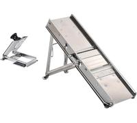 Louis Tellier - Mandoline Inox Professionnelle avec Chariot pour Frites et Julienne - 2 Blocs Effileurs de 3 et 10 mm - Lame Lisse et Gaufrée - Réglable - Multifonction - Fabriqué en France