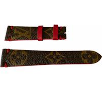 Louis Vuitton Monogram bracelet en cuir pour montres marron & rouge 20mm
