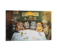 Louis Wain Posters《Cat Party》Art mural peinture sur toile Impression sur toile Impression sur rouleau Décoration murale Poster Décoration d'intérieur 20 x 30 cm