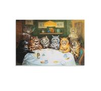 Louis Wain Posters《Cat Party》Impression sur toile Décoration murale Décoration d'intérieur 20 x 30 cm