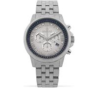 LOUIS XVI Aramis Montre analogique à quartz pour homme avec bracelet en acier dépoli Argenté/doré Noir Fume Véritables diamants Chronographe à quartz analogique en acier inoxydable, argent/noir,