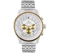 LOUIS XVI Artagnan 3441 - Ø 47,5 mm - Montre pour homme - Chronographe - Étanche - Montre avec verre saphir - Bicolore - Bracelet argent - Cadran blanc