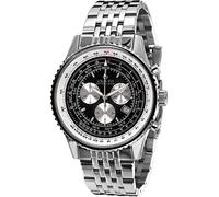 LOUIS XVI Artagnan Montre chronographe pour homme 47 mm Mouvement à quartz suisse en acier inoxydable Doré/argenté Verre saphir Étanche Analogique, Argent noir 580, Bracelet