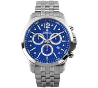 LOUIS XVI Athos le Grand 2.0 3521 - Ø 48 mm - Montre pour homme - Étanche - Bracelet argenté - Cadran bleu avec diamants - Calibre Ronda Z60