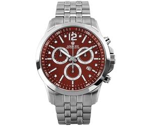 LOUIS XVI Athos le Grand 2.0 3522 - Montre pour homme - Diamètre 48 mm - Étanche - Bracelet argenté - Cadran marron avec diamants - Calibre Ronda Z60