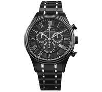 LOUIS XVI Danton 1504 - Montre pour homme - Étanche - Avec verre saphir - Bracelet bicolore noir argenté - Cadran noir - Mouvement à quartz suisse