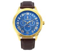 LOUIS XVI La Lune le Grand 1527 Montre pour homme étanche avec verre saphir et bracelet marron Diamètre 45 mm Phase de la lune Mouvement à quartz, or