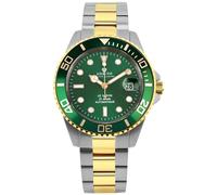 LOUIS XVI Le Baron 3145 Montre automatique pour homme - Étanche - Bracelet bicolore argenté et doré - Diamètre 41 mm - Cadran vert - Montre automatique