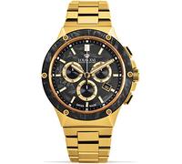 LOUIS XVI Le Monarque 1211 Montre chronographe pour homme 42 mm Mouvement à quartz suisse Bracelet en acier inoxydable Cadran doré Noir Carbone forgé, or, Bracelet