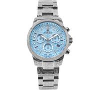 LOUIS XVI Palais Royale Femme 6023 - Ø 38 mm - Montre pour femme - Étanche - Bracelet argenté - Cadran bleu bébé avec diamants - Mouvement à quartz suisse