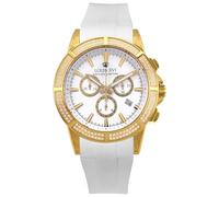 LOUIS XVI Majesté Iced Out 1136 Montre pour homme Doré Diamètre 43 mm Étanche Avec verre saphir Bracelet blanc Cadran blanc Mouvement à quartz suisse