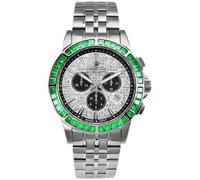 LOUIS XVI Majesté Iced Out 1139 Montre pour homme, étanche, avec verre saphir, bracelet argenté, cadran en diamants CZ, mouvement à quartz suisse Ø 43 mm