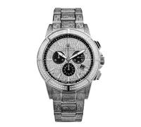 LOUIS XVI Majesté Iced Out Royale Montre analogique à quartz pour homme avec bracelet en acier argenté/doré/or rose avec diamants CZ, argenté, Bracelet