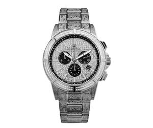 LOUIS XVI Majesté Iced Out Royale Montre analogique à quartz pour homme avec bracelet en acier argenté/doré/or rose avec diamants CZ, argenté, Bracelet