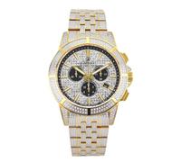 LOUIS XVI Majesté Montre chronographe pour homme avec mouvement à quartz suisse et bracelet en acier inoxydable Doré/argenté avec diamants CZ 43 mm, Bicolore glacé, Luxury