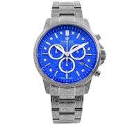LOUIS XVI Palais Royale 2.0 1827 - Ø 43 mm - Montre pour homme - Étanche - Bracelet argenté - Cadran bleu océan avec diamants - Mouvement à quartz suisse