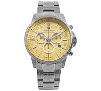 LOUIS XVI Palais Royale 2.0 1828 - Ø 43 mm - Montre pour homme - Étanche - Bracelet argenté - Cadran jaune beurre avec diamants - Mouvement à quartz suisse