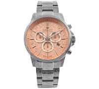 LOUIS XVI Palais Royale 2.0 1829 - Ø 43 mm - Montre pour homme - Étanche - Bracelet argenté - Cadran orange pêche avec diamants - Mouvement à quartz suisse