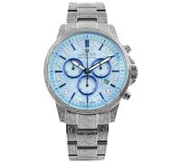 LOUIS XVI Palais Royale 2.0 1831 - Montre pour homme - Étanche - Bracelet argenté - Cadran Baby Blue anodisé bleu avec diamants - Mouvement à quartz suisse