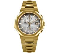LOUIS XVI Renaissance Chrono 1650 - Ø 40 mm - Montre pour homme - Étanche - Avec verre saphir - Bracelet doré - Cadran argenté - Mouvement à quartz suisse