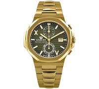 LOUIS XVI Renaissance Chrono 1651 - Ø 40 mm - Montre pour homme - Étanche - Avec verre saphir - Bracelet doré - Cadran vert olive - Mouvement à quartz suisse