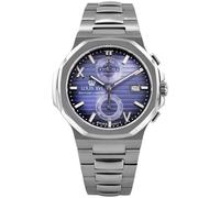 LOUIS XVI Renaissance Chrono 1671 - Ø 40 mm - Montre pour homme - Étanche - Avec verre saphir - Bracelet argenté - Cadran violet bleu - Mouvement à quartz suisse