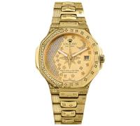 LOUIS XVI Renaissance Femme 6100 - Ø 35 mm - Montre pour femme - Étanche - Bracelet doré - Cadran Stars Edition Gold avec diamants - Mouvement à quartz suisse