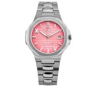 LOUIS XVI Renaissance Femme 6122 - Montre pour femme - Étanche - Bracelet argenté - Cadran rose bébé avec diamants - Mouvement à quartz suisse