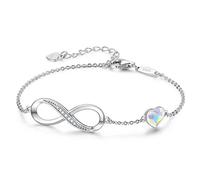 LOUISA SECRET Bracelet Femme Argent 925 Infini, Bracelet d’amour Femme Réglable, Bijoux Femme Cadeaux Saint Valentin Femme Anniversaire Fête des Mères Cadeau Maman Infinity Heart Bracelets Silver